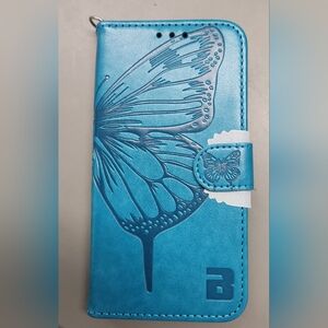 All Moon Samsung Galaxy S22, PU Leather Wallet Flip Protective Phone Case Blue